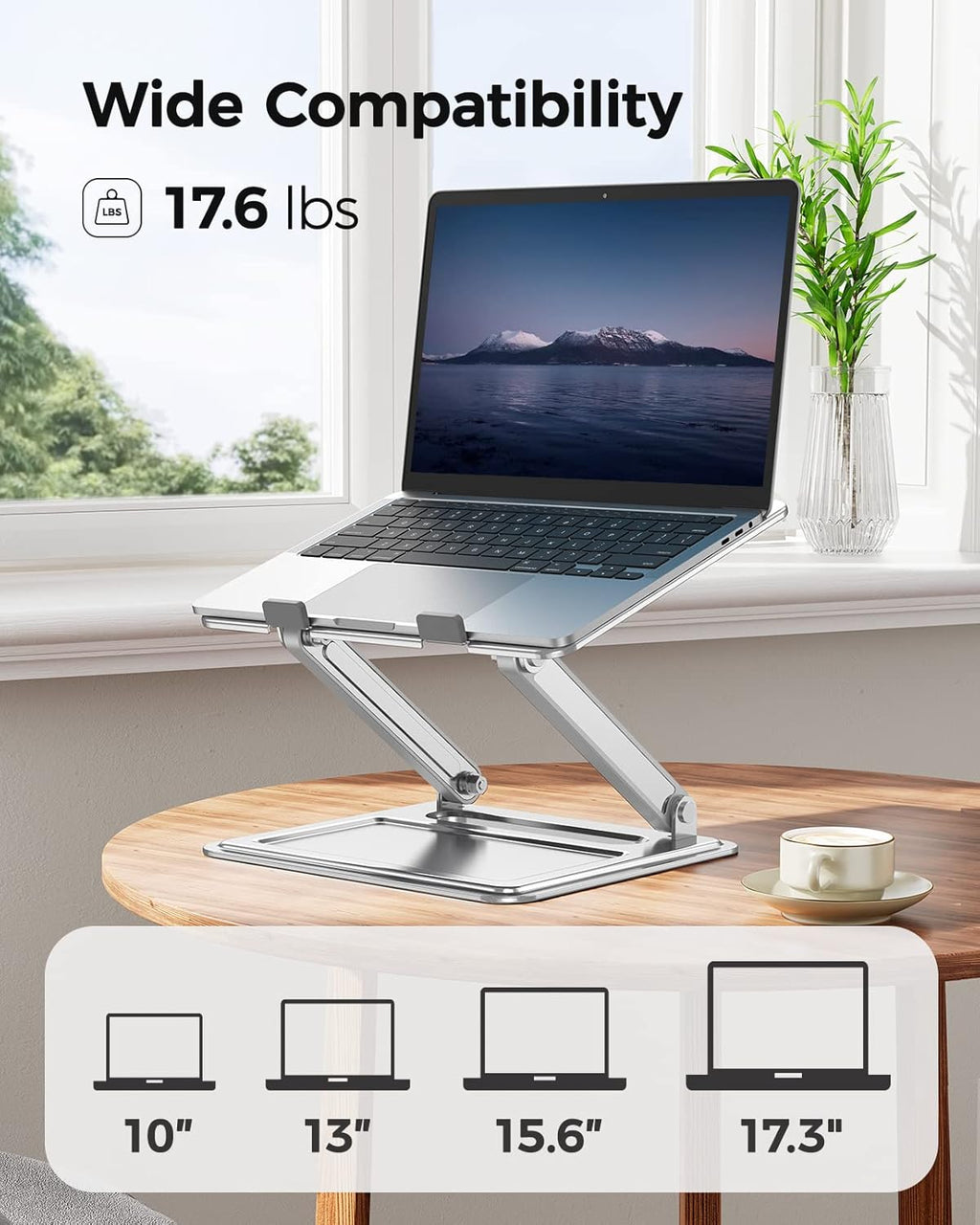 Adjustable Laptop Stand, Portable for 17.3Inch Laptops, Holds up to 17.6Lbs, Ergonomic Posture & Heat Dissipation