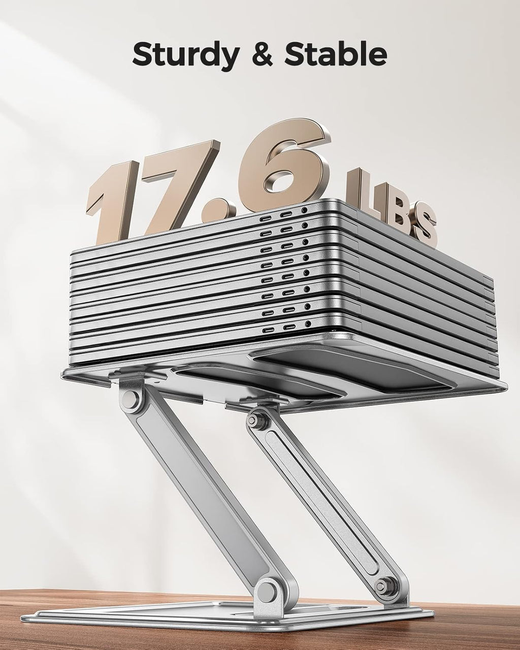 Adjustable Laptop Stand, Portable for 17.3Inch Laptops, Holds up to 17.6Lbs, Ergonomic Posture & Heat Dissipation