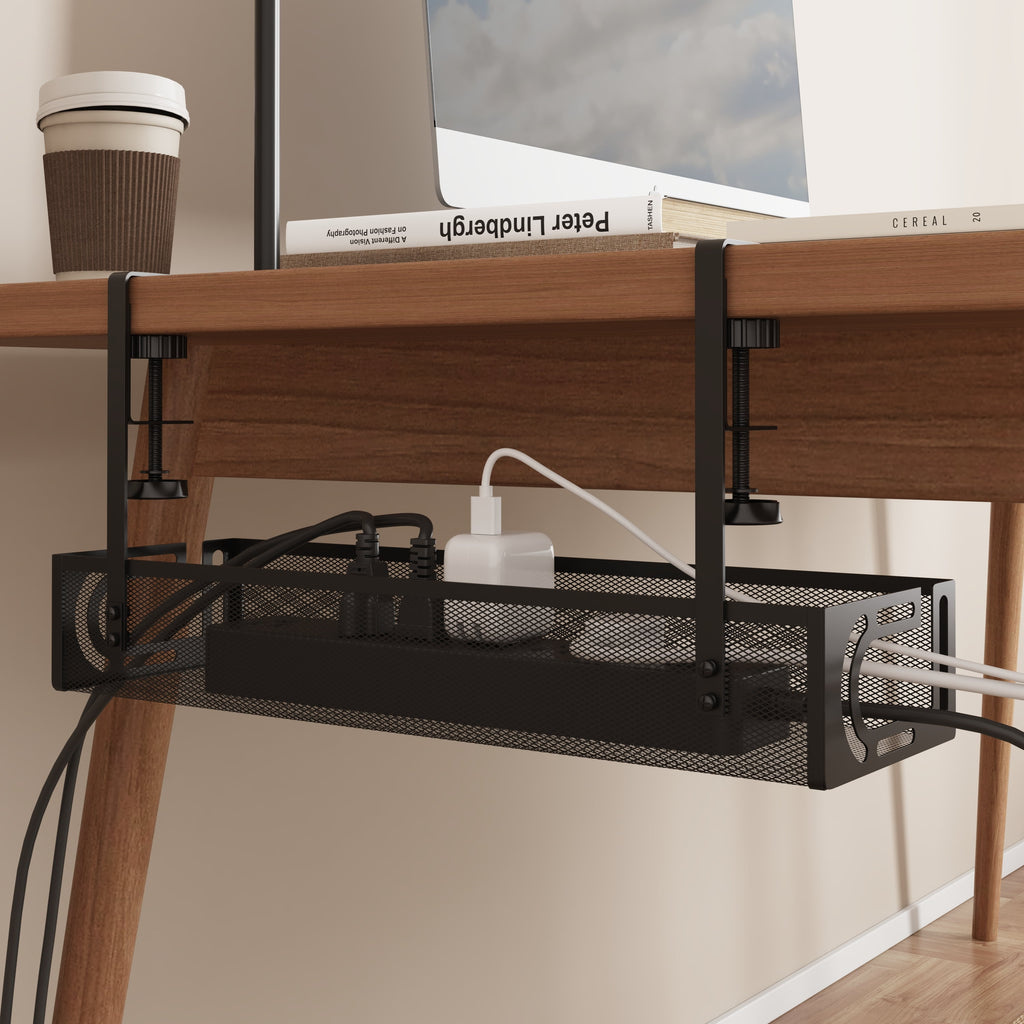 Under Desk Cable Management Tray - Cable Management Organizers Holder, Cable Management under Desk, No Drill to Desk Cable Raceway, under Desk Storage for Office, Kitchens, Home