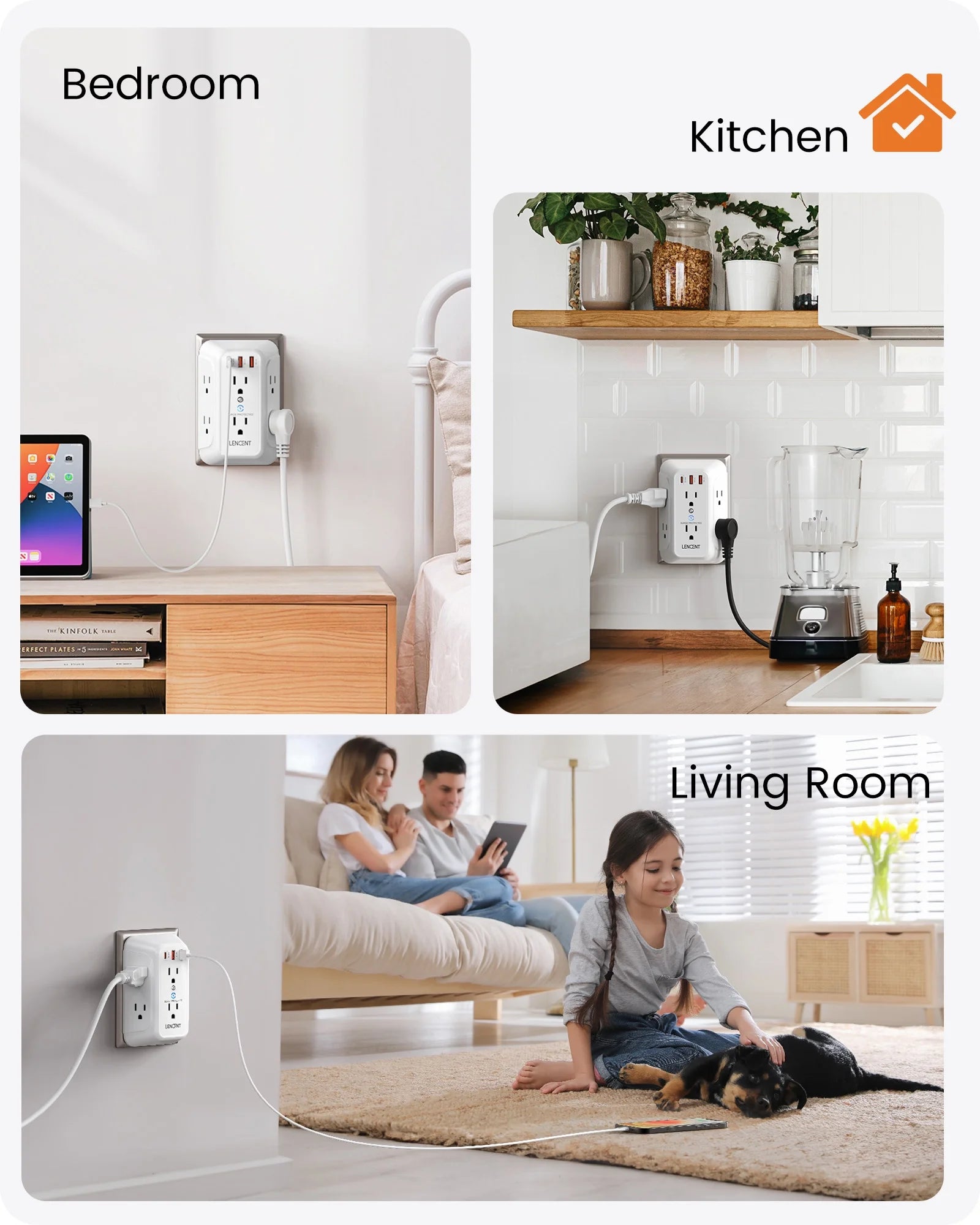 Multi Plug Outlet Extender Surge Protector with USB,6 Outlets Wall Adapter with PD 20W Type-C & 2 USB Ports,Electrical Outlet Wall Tap Charger,Power Strip with Surge Protection