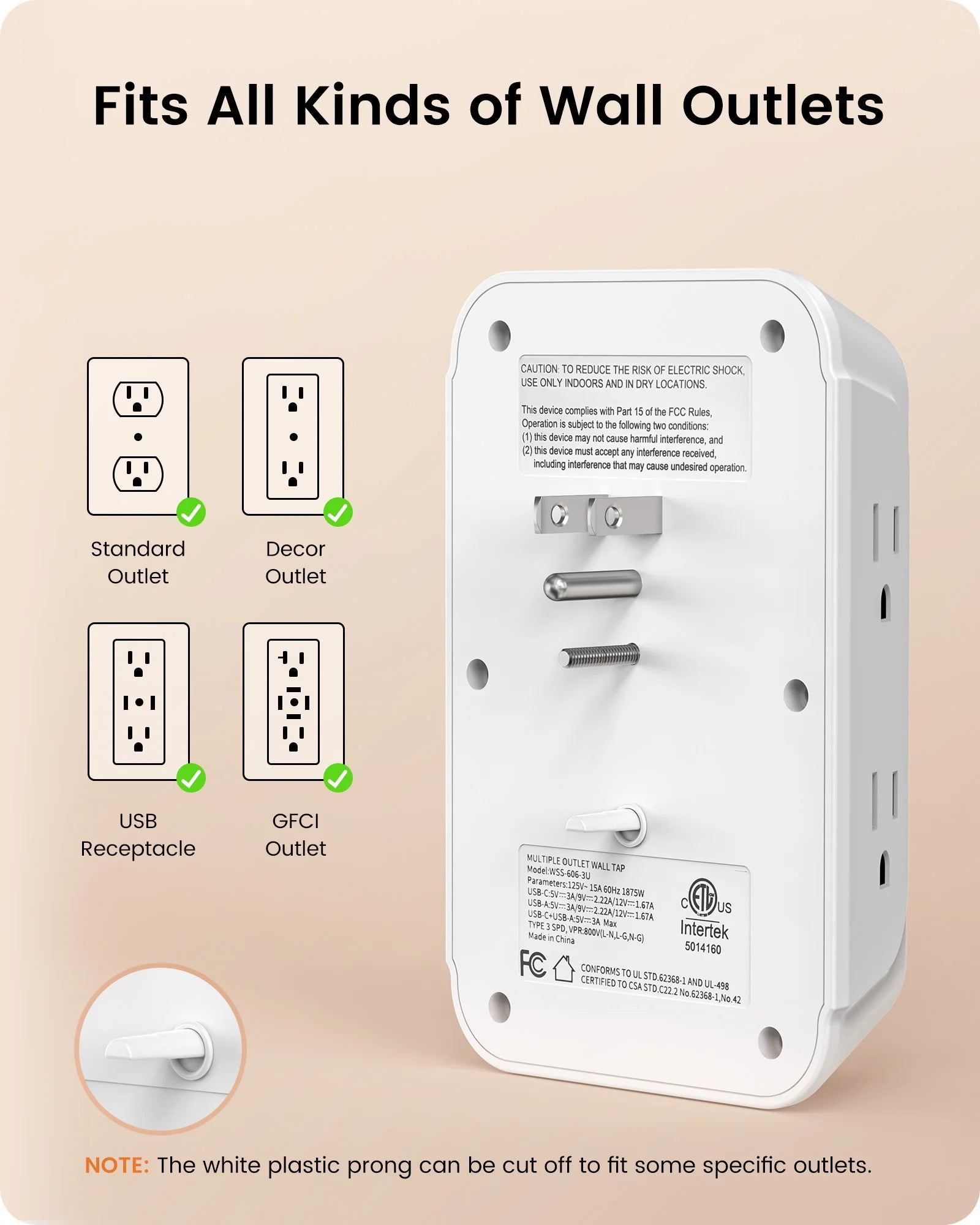 Multi Plug Outlet Extender Surge Protector with USB,6 Outlets Wall Adapter with PD 20W Type-C & 2 USB Ports,Electrical Outlet Wall Tap Charger,Power Strip with Surge Protection